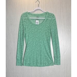 Vanity Womens Sheer Burnout Ocean Green Long Sleeve Top Lightweight Layering L